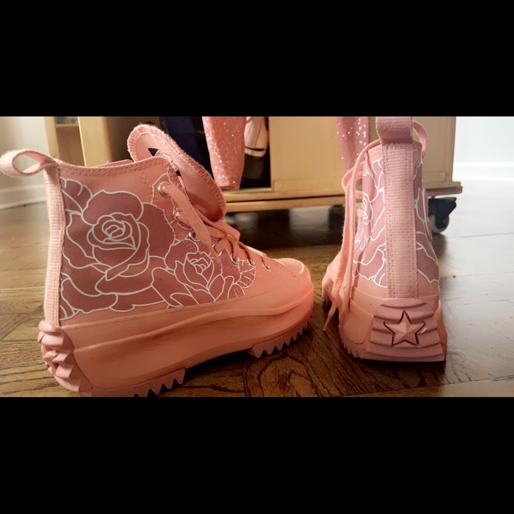 Converse Chuck Taylor floral pink platform high-top sneakers